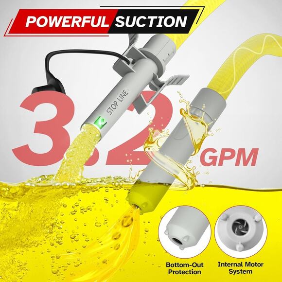 3.2GPM Fast Flow Portable Battery Electric Fuel Transfer Pump Auto Stop w/ Hose - Picture 3 of 7